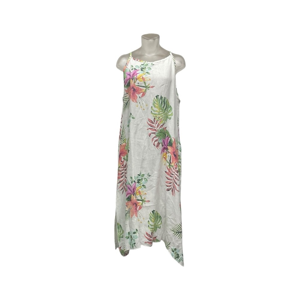 Lungo L’arno Linen Sun Dress-cover up size Large Made in Italy Resort Lagenlook